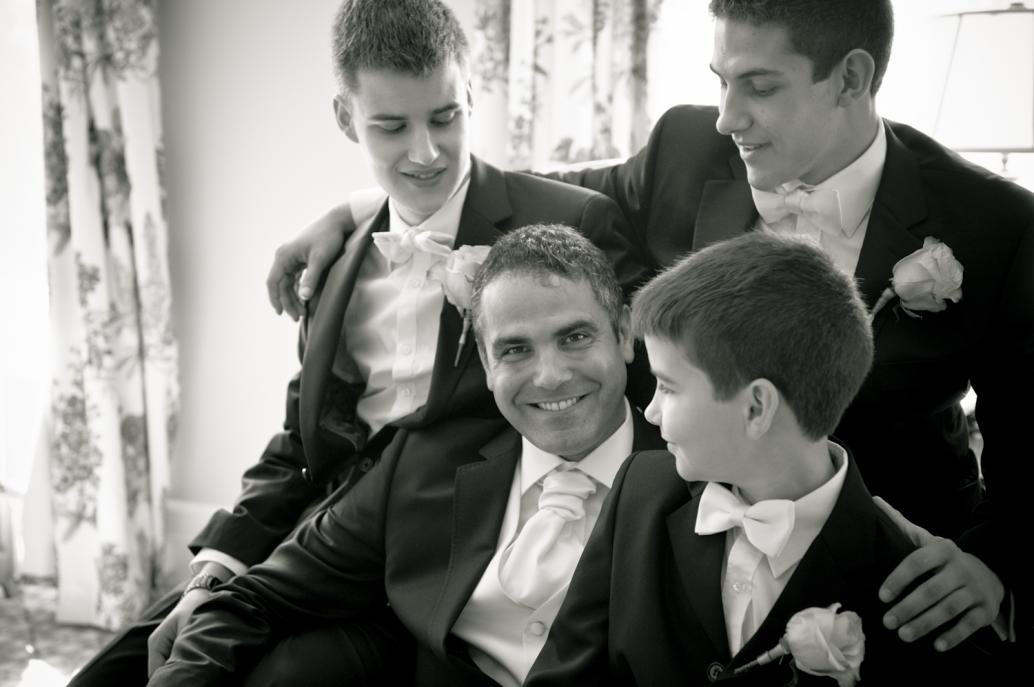 Elegant groom and sons